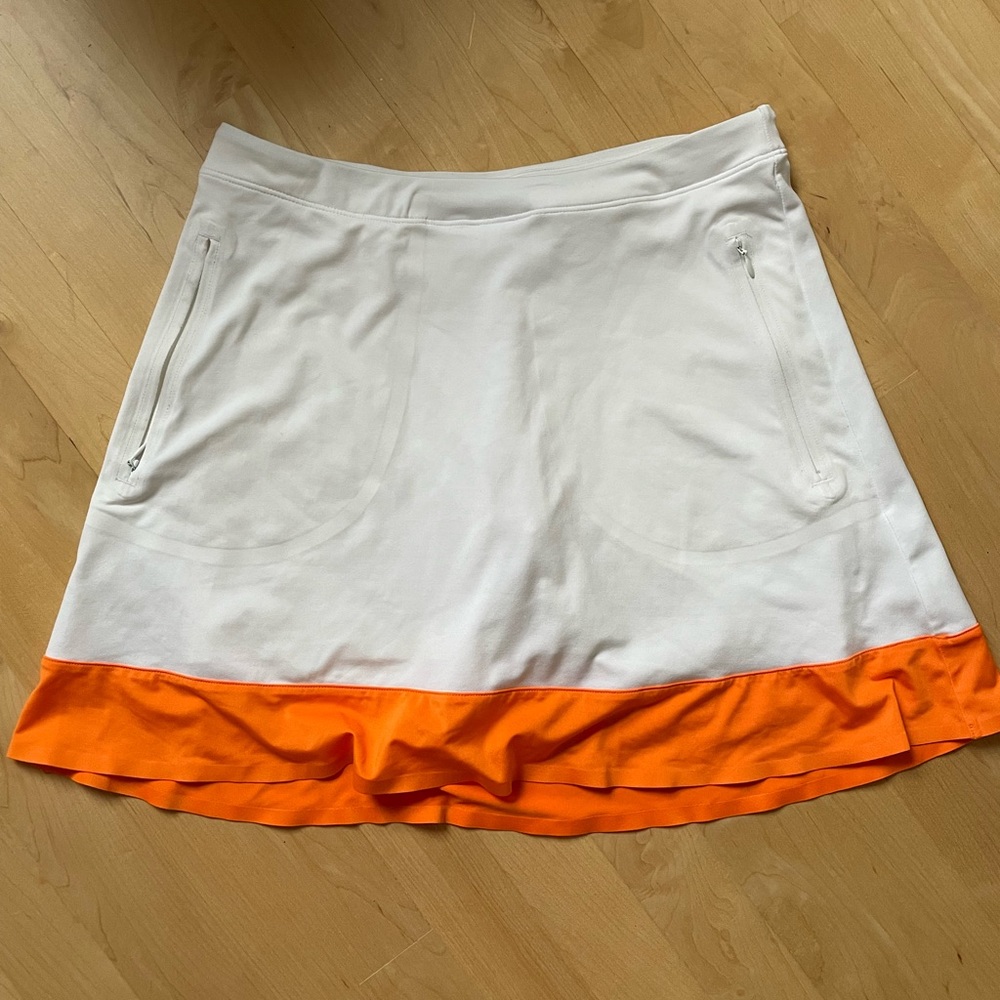 Nike White and Orange Athletic Skort
